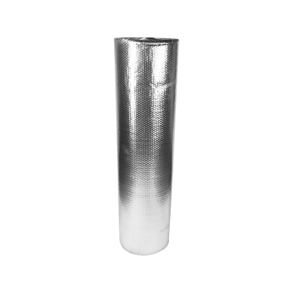 Isoleringsfolie på rulle 125cm x 50m x 3mm (aluminium + boblefolie + aluminium)