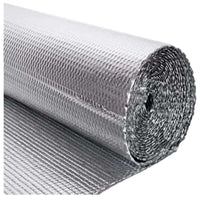 Isoleringsfolie på rulle 150cm x 50m x 3mm (aluminium + boblefolie + aluminium)