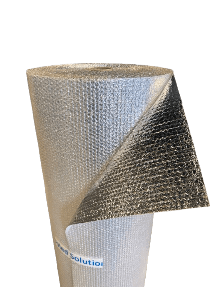 Isoleringsfolie på rulle 150cm x 50m x 4mm (aluminium + boblefolie)